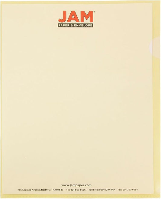 JAM PAPER Plastic Sleeves - Letter Size - 9 x 11 1/2 - Yellow Project Pockets - 12 Page Protectors/Pack