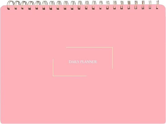 Merely Home Undated Daily Planner | 8.25” x 11.75” Work To-Do Notebook | ADHD Academic Organizer | Multi-Layout | Men and Women Planner | College Supplies | Pink | Landscape Layout