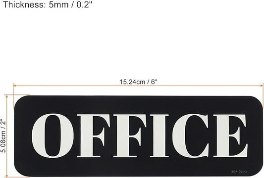 PATIKIL Office Sign, Acrylic 6"x2" Self Adhesive Door Sign Sticker Waterproof Decor Label for Office Home Business, Black
