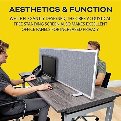 OBEX Acoustical Free Standing Privacy Screen, Cubicle Accessories Desk Privacy Panel, Desk Dividers for Office, Office Furniture Partitions Portable Sound Proof Dividers, 12" x 72", Twilight