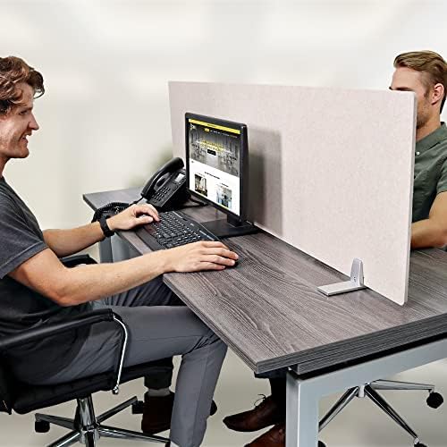 OBEX Free Standing Desk PET Privacy Screen Table Top Home & Office Furniture Partitions and Dividers, Portable Workstation Freestanding Panels, 24" x 42", Sand
