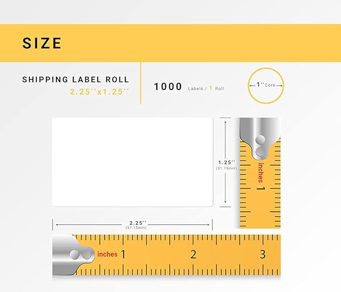 HOUSELABELS 2.25" x 1.25" Address Labels on 1" Core in Polypropylene Compatible with Zebra and Rollo Printers, 16 Rolls / 1,000 Labels per Roll