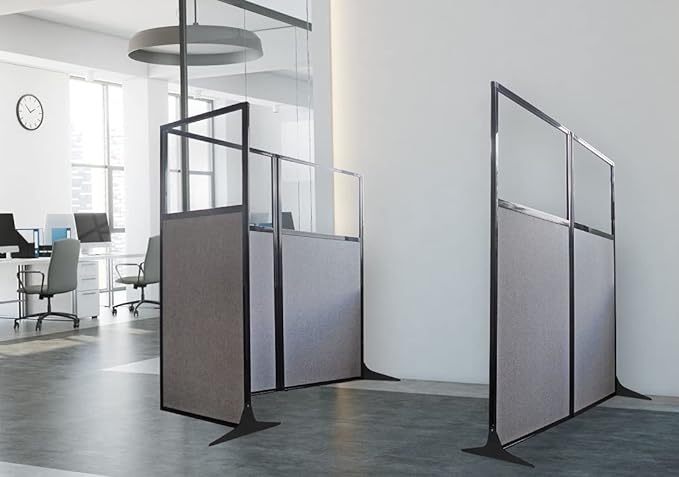 Versare Workstation Partition | Portable Wall Divider | Modern Office Cubicle | Free Standing Privacy Screen | Flexible Work Space | 33" x 70" Red Fabric Panels