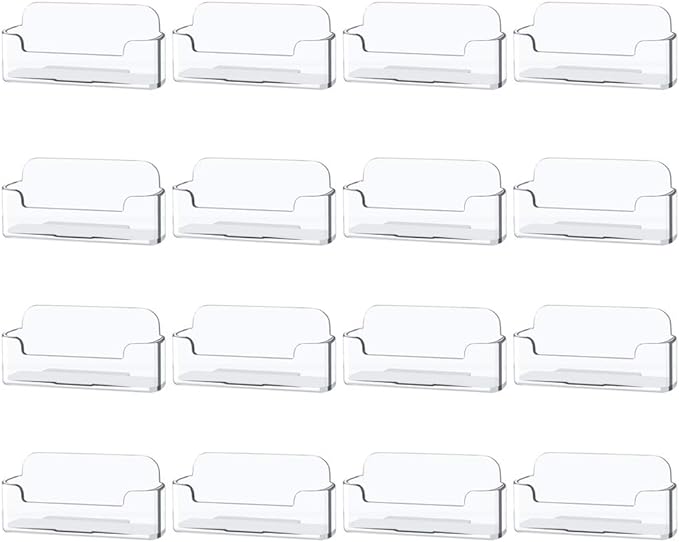 Qizpcer 16 Pack Clear Desktop Business Card Holder Display, Plastic Business Card Stand for Office