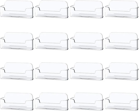 Qizpcer 16 Pack Clear Desktop Business Card Holder Display, Plastic Business Card Stand for Office