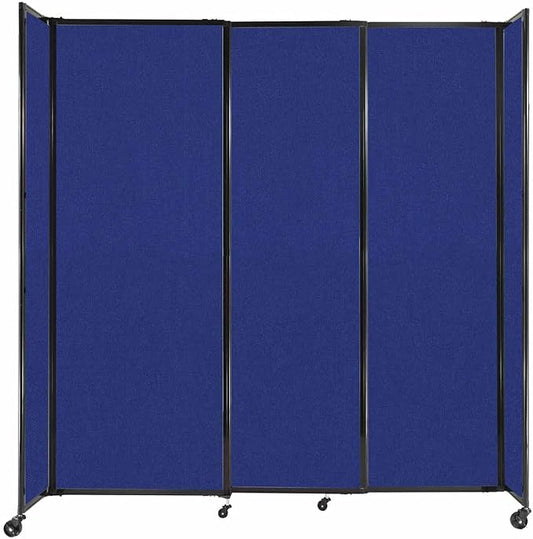 Versare Straightwall Sliding Portable Wall Partition | Freestanding Office Dividers | Locking Wheels | Temporary Room Separator | 7'2'' Wide x 7'6'' Tall Royal Blue Fabric Panels