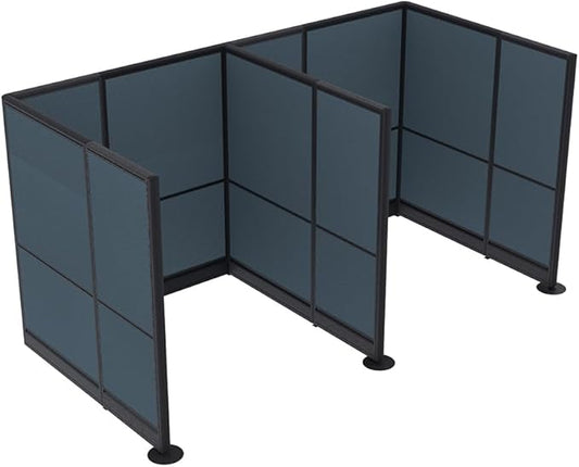 2 Person Workstation Wall Partition | Cubicle Workstations | Privacy Office Divider 2 Work Stations | U Shape Cubicle | Emerald Collection | 5x5x65 H | Slate