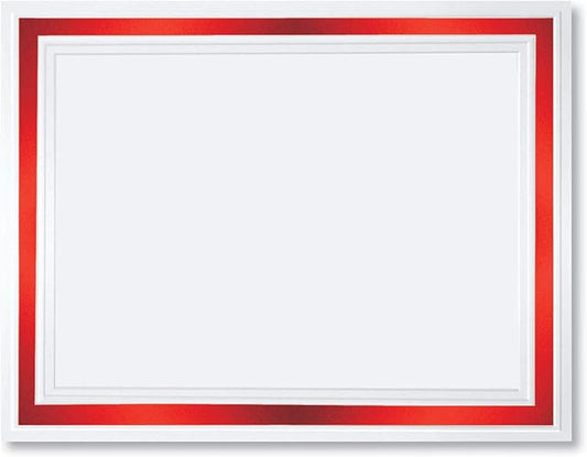 PaperDirect Pristine Specialty Certificates, 50 Sheets of 38lb White Paper, 8½" x 11", Red Bold Foil Border, Perfect for Awards, Students, Employees, Volunteers, Course Completion, Diplomas