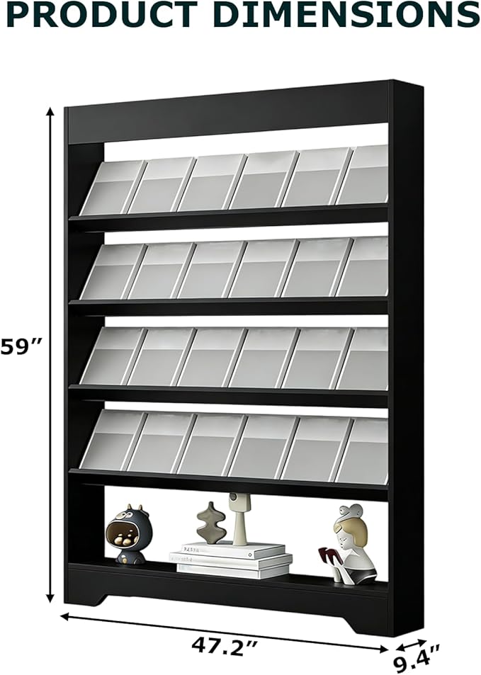 LHIUGE 5-Layer Brochure Display Rack,Freestanding Wooden Magazine Rack,Standing Literature Display Rack Brochure Holder for Home, Office, Retail Display