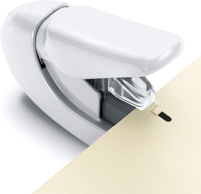 Plus Paper Clinch Compact Staple-Free Stapler — Ivory White