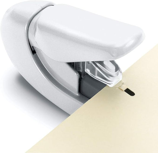 Plus Paper Clinch Compact Staple-Free Stapler — Ivory White