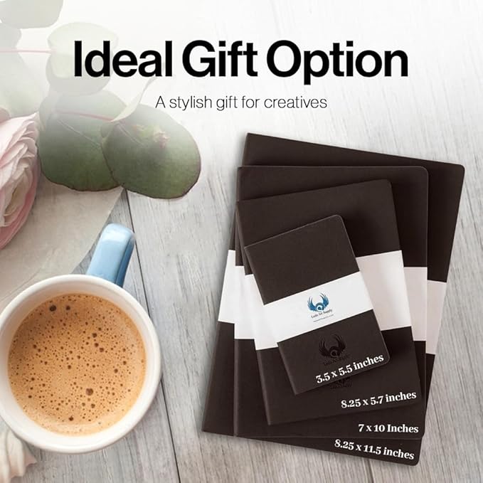 A5 Sketchbook, Lay Flat Softcover Sketch Book for Everyone, Ideal for Ink, Water Color, Pen, Pencils, 160 Tear Resistant Pages, Size: Medium, Leda Art Supply