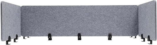ReFocus Raw Clamp-On Acoustic Desk Divider Mounted Privacy Panel Set – Reduce Noise & Visual Distractions for Office, Study (Castle Gray, 2× Long (59"×16") + 4× Short (23.6"×16"))