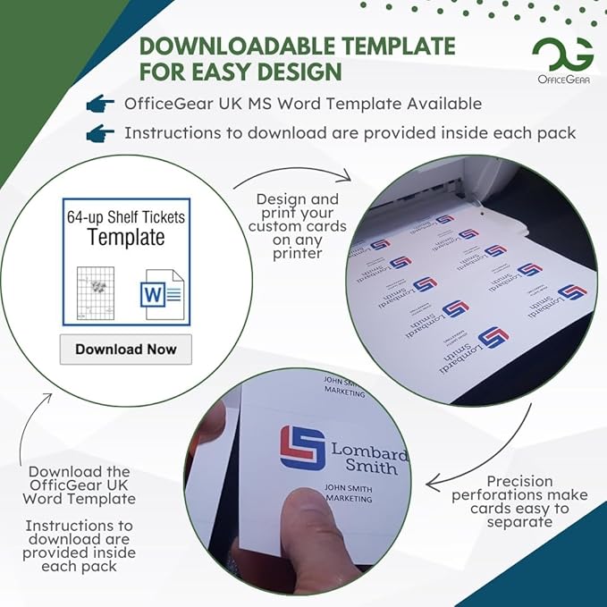 OfficeGear Barcode Price Labels — 64-up, 25 Sheets, 1,600 Pack, 37×26 mm, A4