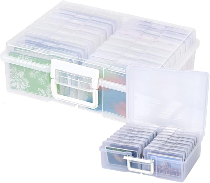 4x6 Photo Storage Box, 16 Inner Photo Keeper,Photo Organizers and Storage, Seed Storage Organizer,Clear Photo Boxes Storage Plastic Photo Organizer Box for Cards, Craft, Stamps,Stickers