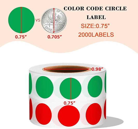 PARLAIM 2 Rolls 2000PCS 3/4" Round Circle Color-Code Dot Stickers,2 Color Style Colorful Coding Label Sticker for Home Office Classroom(Green+Blue)