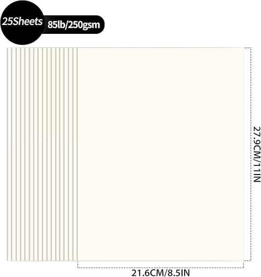 25 Sheets Creamy White Cardstock - 8.5'' x 11'' Double-sided Cover Card Stock 92lb/250gsm Heavyweight Paper for Art Crafts Scrapbooking Business Cards Party Décor UAP13PK