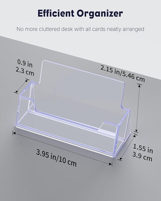 Uniclife 4 Pack Acrylic Business Card Holder for Desk 1 Slot Clear Business Card Display Stand for Men & Women Desktop Business Card Organizer Card Stand for Office Home Exhibition, 60 Card Capacity