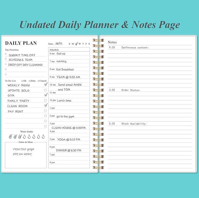 Daily Planner Undated (Teal, A5)