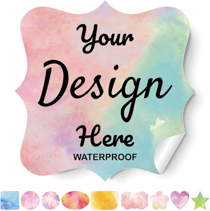 AHEADGOODS Custom Stickers - Personalized Labels with Fancy Frame, Watercolor Style, Vinyl Material, 100 Rectangular Labels (Waterproof, Outdoor Use)