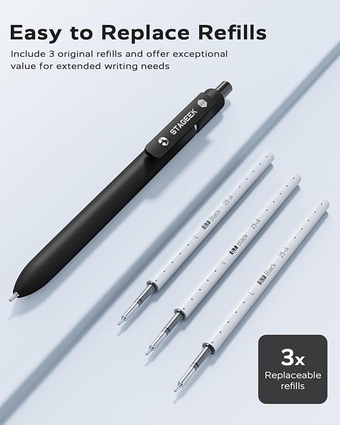STAGEEK Black Gel Pens, 12Pcs Fine Point Smooth Writing Pens with 3 Extra Refills, Quick Dry Black Ink Pens for Journaling, Office, Note Taking, School Supplies, Nurse Aesthetic(Black)
