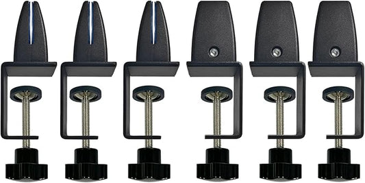 Jhanw Sneeze Guard Support Clips for 1/8" to 0.51" Thick Panel, Adjustable Desk Divider Clips, Aluminum Desk Partition Clamp, Acrylic Plexiglass Partition Clips Black, Desk Privacy Panel Clamps 6 Pack