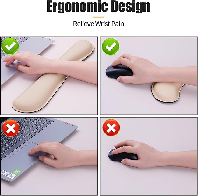 Bloss Leather Desk Pad and Keyboard Wrist Rest (Beige, 35.4×15.7Inches)