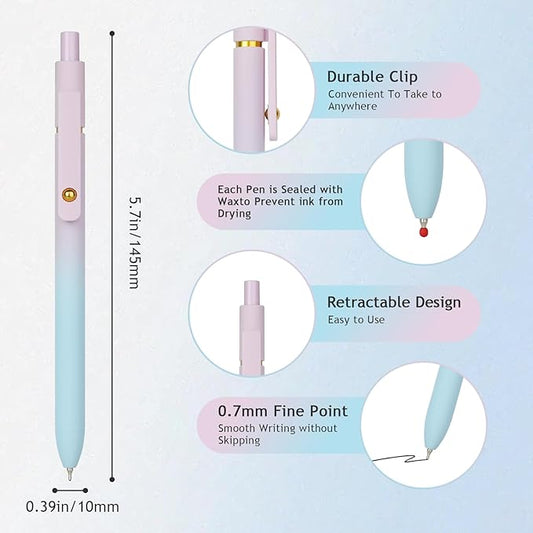 Ddaowanx Gel Pens,0.7mm Quick Dry Black Ink,Fine Point Smooth Writing Pen,Aesthetics Office School Supplies,Gifts for Women,stocking stuffers for teen girls (6 Pcs Gradient, Black)
