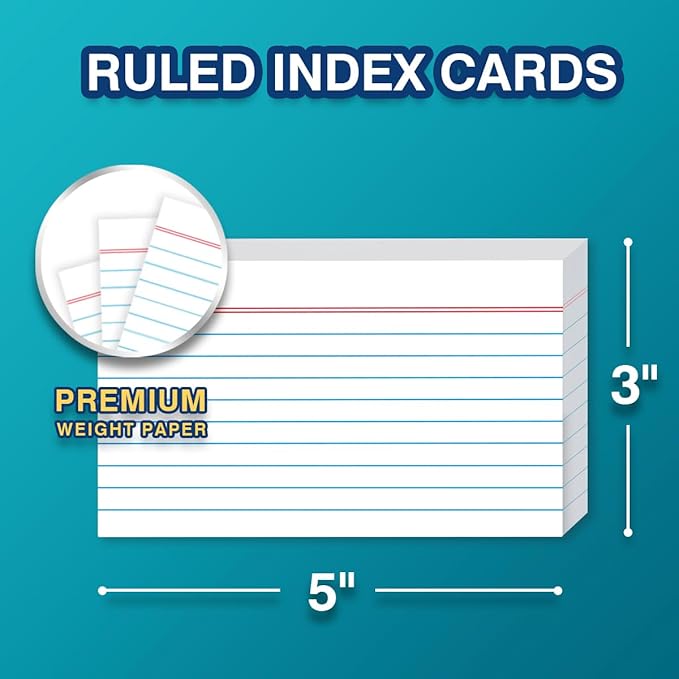 H4D 3x5 Index Card Holder with 100 Heavyweight Ruled Index... (Mint, 3x5)