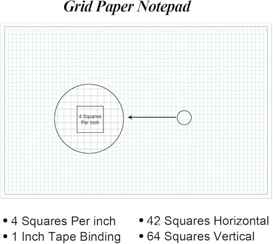 Engineering Graph Paper Pad - 17" x 11" Grid Paper for Engineering, Drafting, Blueprint Drawing, 25 Sheets/50 Pages 4x4 Blue Quad Rule by Better Office Products