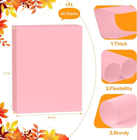 Pink Cardstock 8.5 x 11, Valentine's Day Colored Cardstock Paper, Printer Paper, 40 Sheets Pink Card Stock for Birthday, Invitations, Art, Drawing, Menus, DIY Cards, Tags, Crafts Certificates, Party