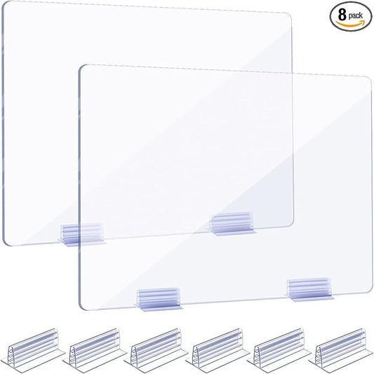 Weysat 6pcs Counter Desk Acrylic Panels Holder and 2 Pcs Acrylic Desk Divider Partition for Business, Office, School 24 x 16 Inches, Fasten Panels from 1/ 8 Inch to 1/ 4 Inch Thick