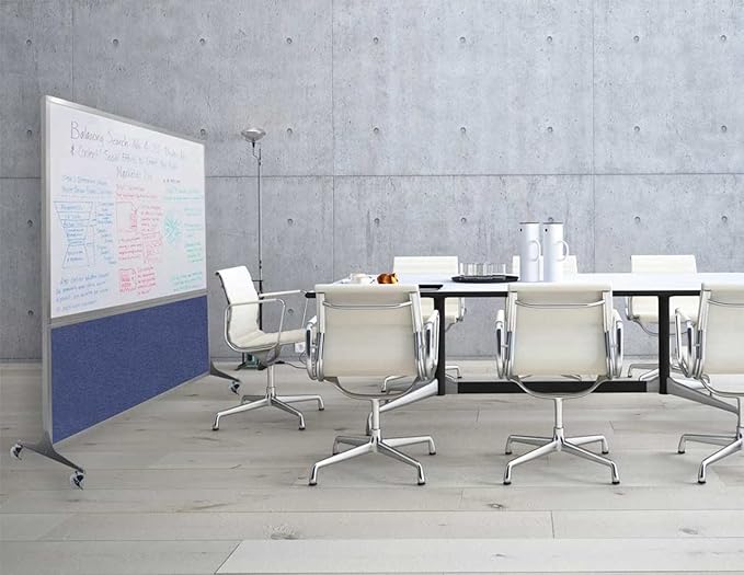 DivideWrite Mobile Whiteboard | Double Sided Dry Erase Board | Portable Office Cubicle Partition | Display for Classrooms, Conference Rooms, Meeting Areas and More | Cloud Gray 4' Wide X 6' Tall