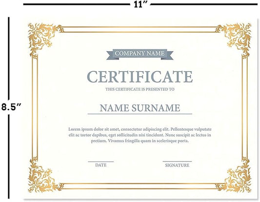 Empire Gold & White Parchment Certificate Papers - Pack of 25, NOT FOIL Laser & Inkjet Printer Compatible, for Office, Business Awards, Graduation, School Diplomas, 8-1/2" x 11" on 60 lb. Text Stock