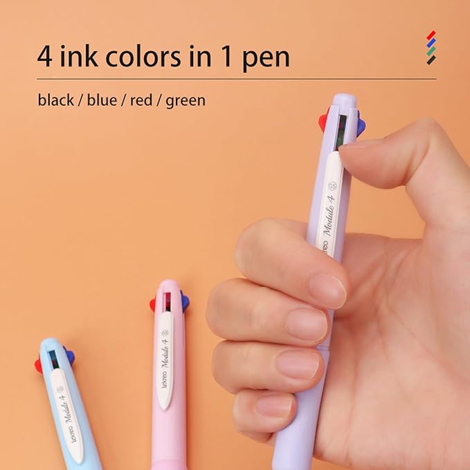 Lekreo 4-in-1 Multi-Color Ballpoint Pens — 0.7mm Medium, 6-Count