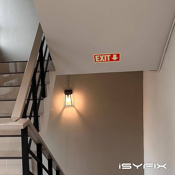 iSYFIX Exit Signs with Directional Down Arrow, Glow in the Dark, Photoluminescent Aluminum 12x4 Inch - 12 Pack, Laminated for UV & Weather Resistance, Ideal for Offices, Schools, Theaters & More