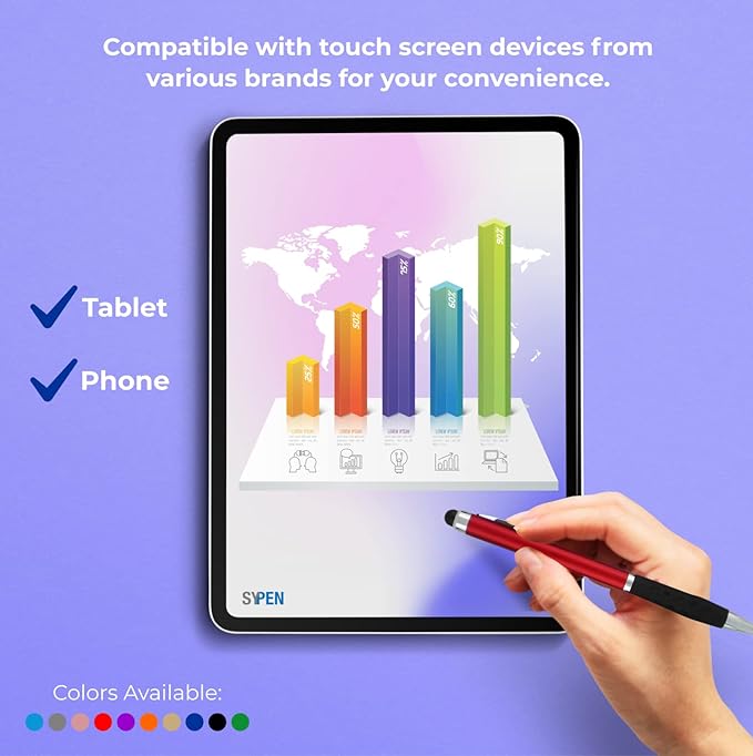 SyPen Personalized Stylus Pens With your Custom Logo or Text-600 Pack Bulk-for Businesses, Parties, and Events, 2 in 1 Ballpoint Pen & Stylus for Touchscreen Devices, Black Barrel, Black Ink