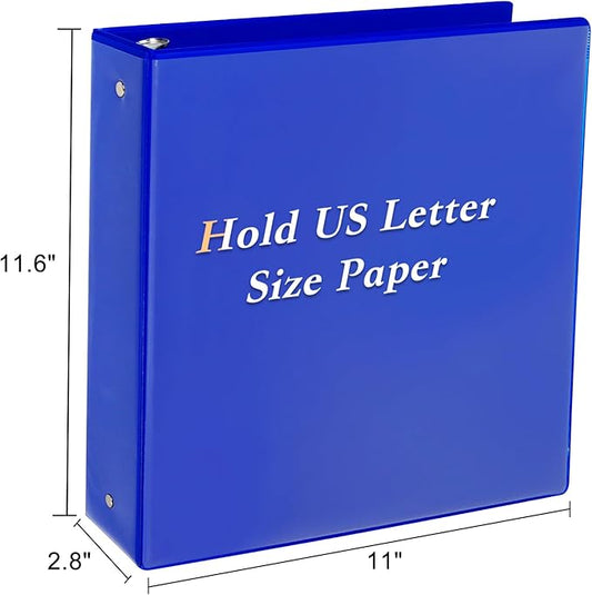 CIXILDTS 2-inch Round Ring Binder, Durable 2" 3 Ring Binder Fit Letter Size Paper, Blue, 6-Pack