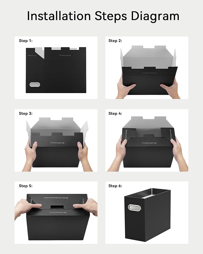 Oterri Cardboard File Organizer Box for Hanging File Folders Letter Size,File Box for Computer Desk,File Cabinet,Working Home,Office,Classroom (Black, Letter Size - 8 Packs)