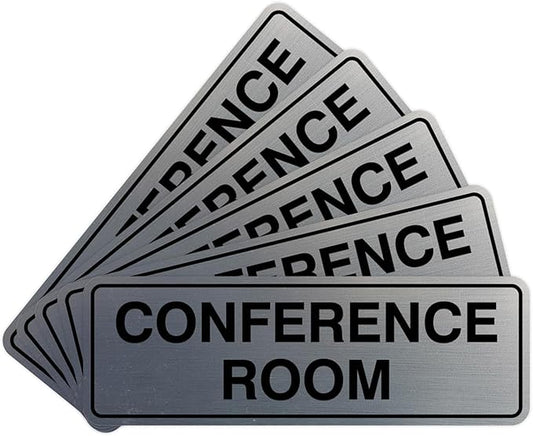 Standard Conference Room Sign - Silver - Medium 5 Pack