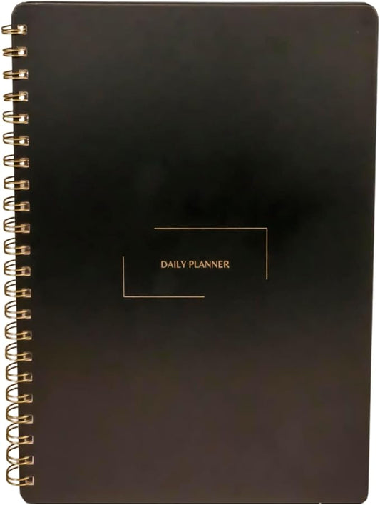 Merely Home Undated Daily Planner | 8.25” x 11.75” To Do List Notebook | Work Productivity ADHD Organizer | Men and Women Planner | College Supplies | Black | Portrait Layout