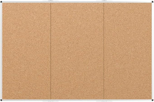 VIZ-PRO 96" x 48" Large Cork Bulletin Board, Foldable & Wall-Mounted Notice Pin Board with Silver Aluminum Frame, for School Home Office - 8' x 4' Corkboard
