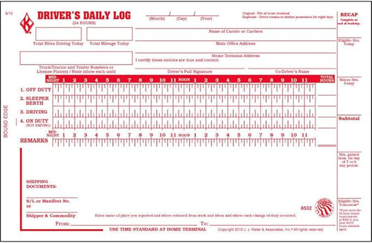 Driver Daily Log Book 10-pk. with Detailed Driver Vehicle Inspection Report & Simplified Recap - Book Format with 31 Sets, 2-Ply with Carbon, 8.5" x 5.5", J. J. Keller & Associates, Inc.