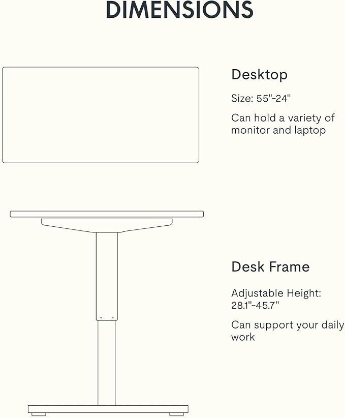 FLEXISPOT EN1 One-Piece Solid Wooden Standing Desk 55 x 24 Inches Height Adjustable Electric Sit Stand Home Office Desks (Silver Frame + Rubber Wood Top, 2 Packages)