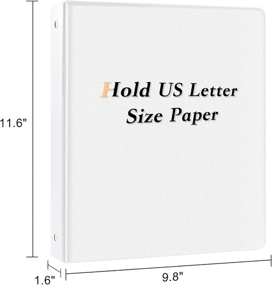 CIXILDTS 1-inch Round Ring Binder, Durable 1" 3 Ring Binder Fit Letter Size Paper, White, 36-Pack