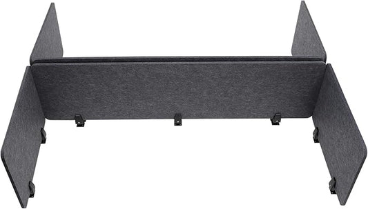 ReFocus Raw Clamp-On Acoustic Desk Divider Mounted Privacy Panel Set – Reduce Noise & Visual Distractions for Office, Study (Anthracite Gray, 2× Long (59"×16") + 4× Short (23.6"×16"))