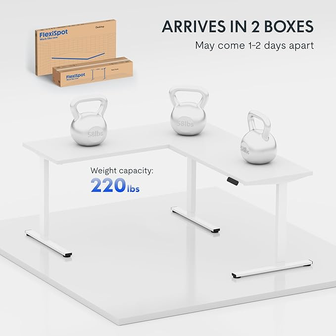 FLEXISPOT L Shaped Standing Desk (White, 71x63Inch)