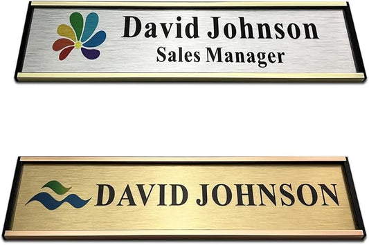 SINKAA Personalized Name Plate for Door or Wall, 2 x 8 inch Custom Office Aluminum Door or Wall Name Plates with Logo Image or Texts, Office Appreciation Gifts for Coworkers Boss Teacher, Employee