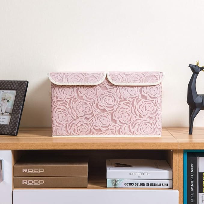PRANDOM Large Stackable Storage Bins with Lids Fabric Decorative Storage... (1..
