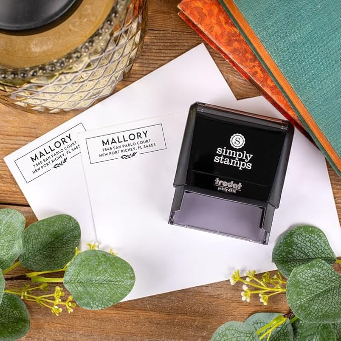 Custom Floral Address Stamp | Choose from 12 Designs | Multiple Ink Color Options | Envelope Return Address Stamp for Couple or Family (Design 1, Large)
